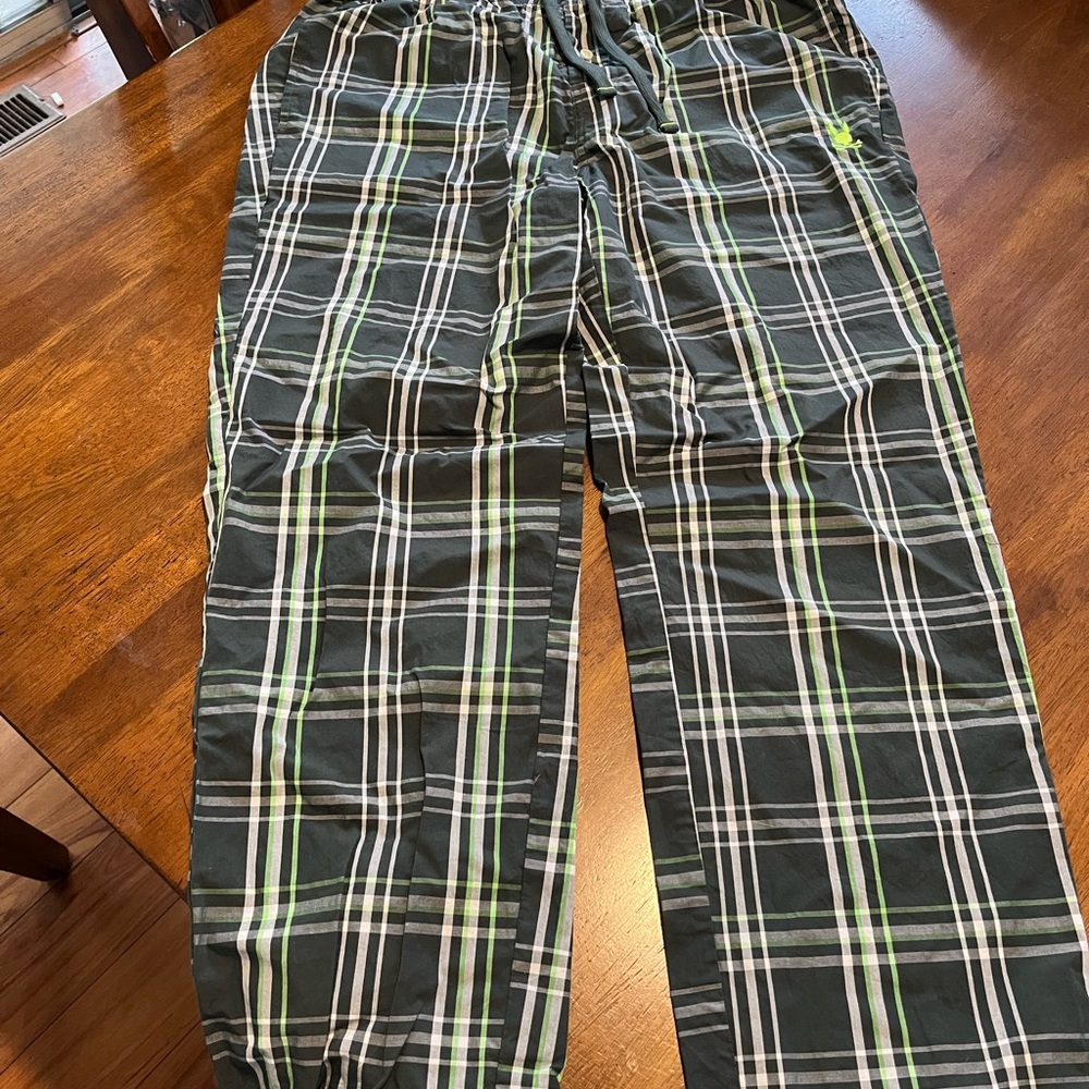 Psycho Bunny green plaid/ neon green